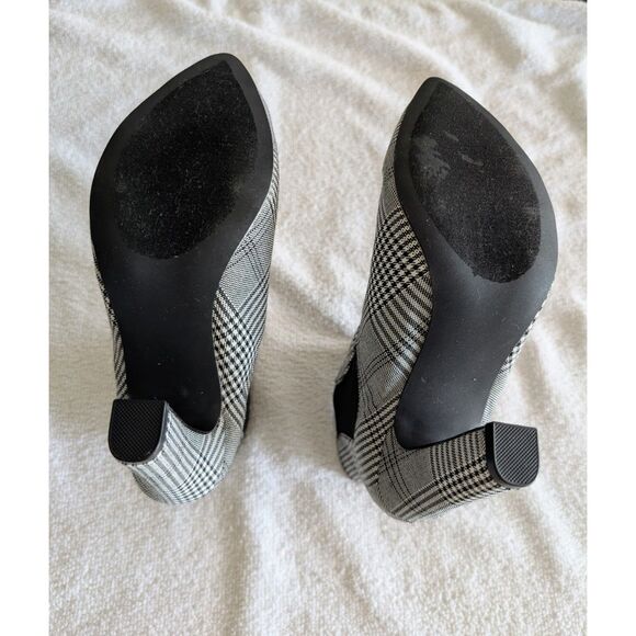Lulus Rabea Black and White Plaid High Heel Booties Sz 8 - Picture 8 of 11